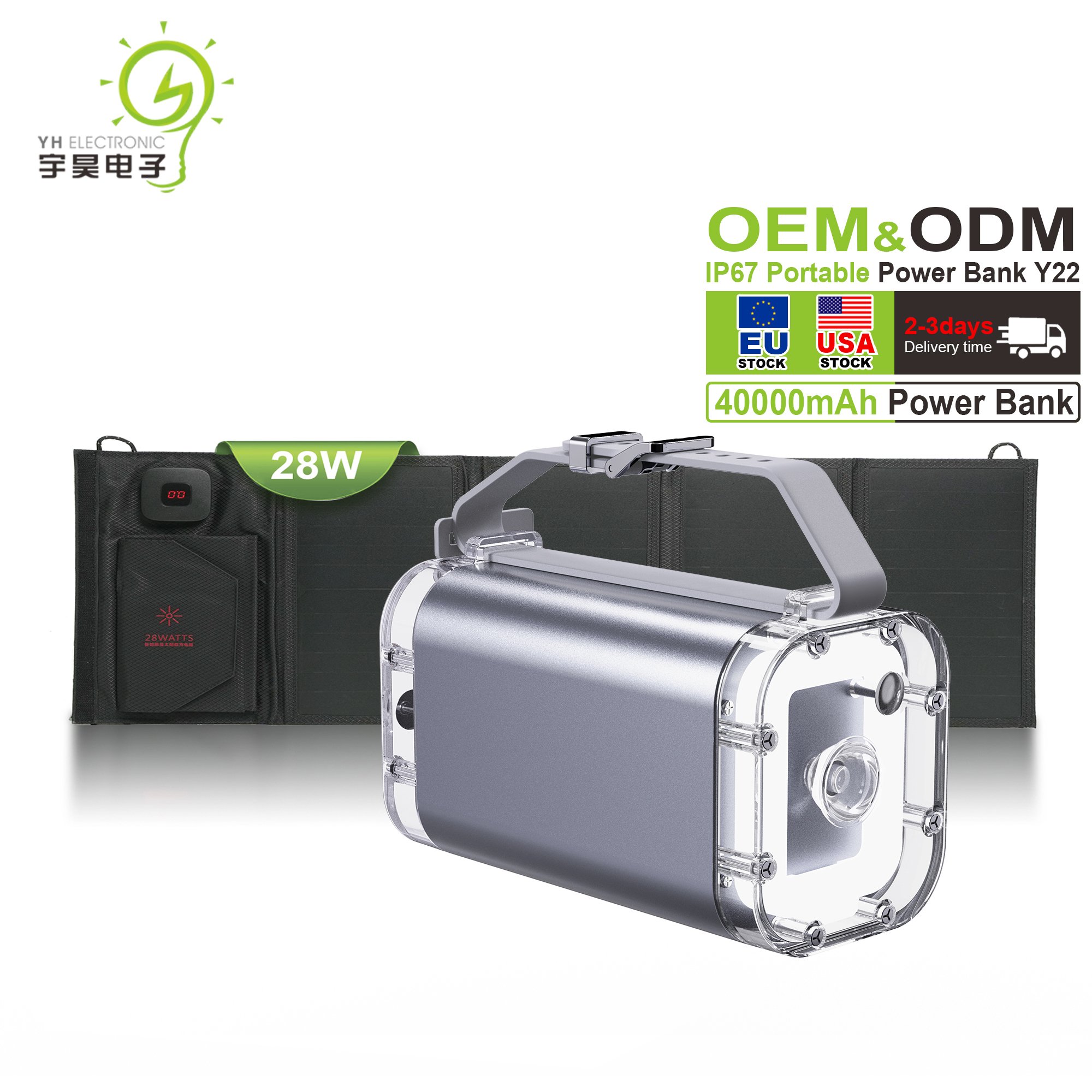 Portable Power Bank 30000mAh 40000Mah 60000mAH High-capacity Battery Solar Panels Outdoor Power Bank
