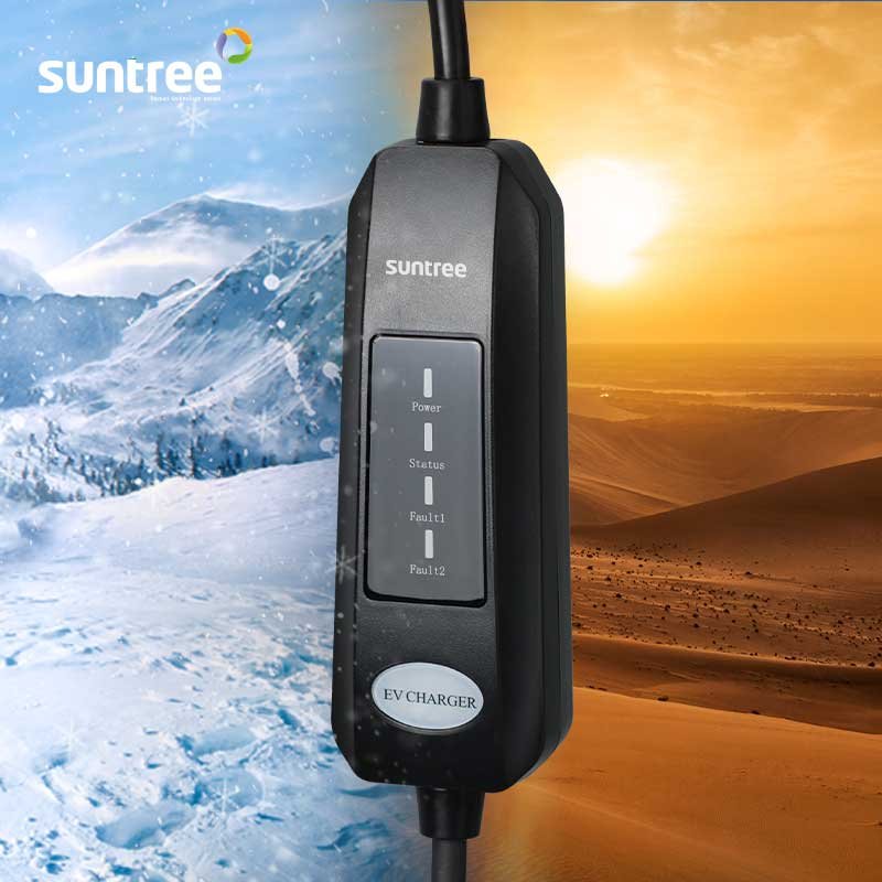 Suntree 7KW Vehicle Solar Battery Charger 16A Type1/Type2/GBT Plug Portable EV Charger With CE Approval