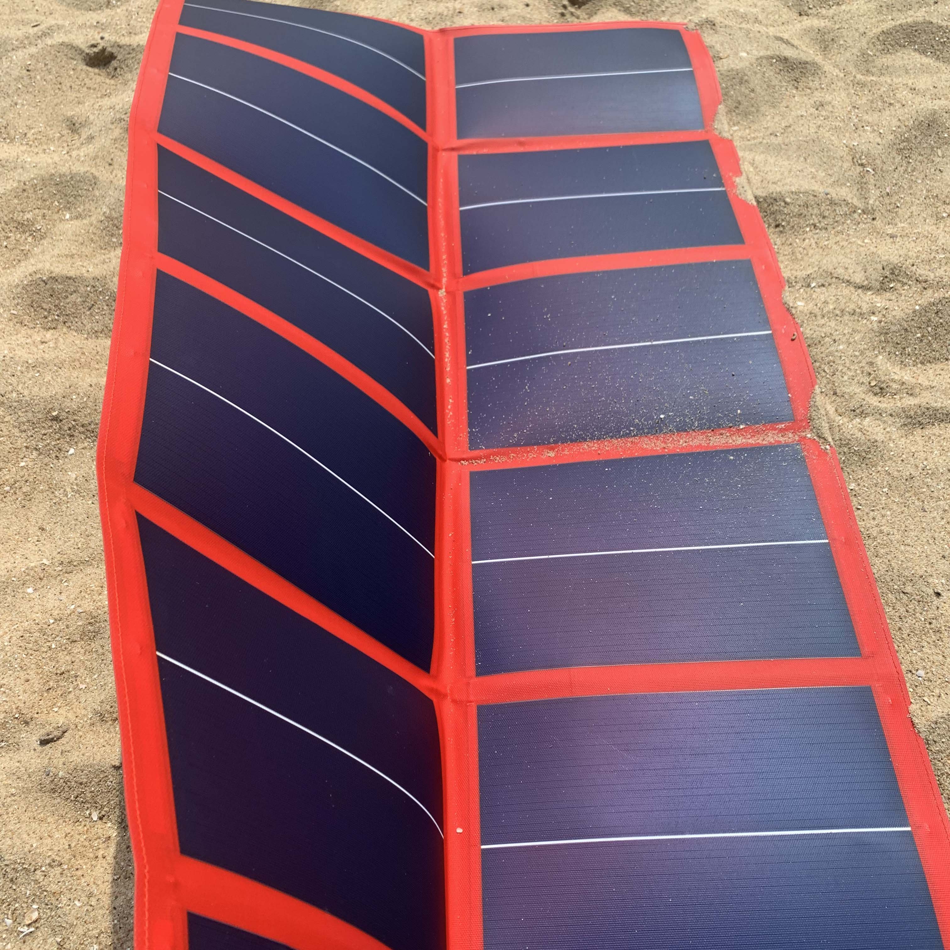 Flexible Folding Red 75W Solar Cell Charger, Solar Battery Charger For Battery Power Banks, Tablet Ipad PC, Laptops