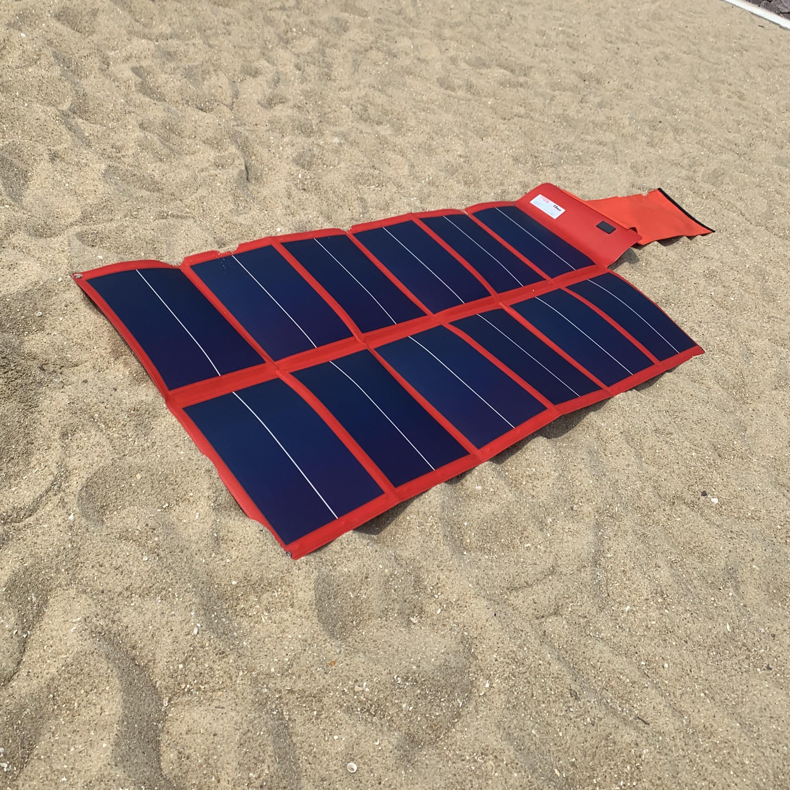 Flexible Folding Red 75W Solar Cell Charger, Solar Battery Charger For Battery Power Banks, Tablet Ipad PC, Laptops