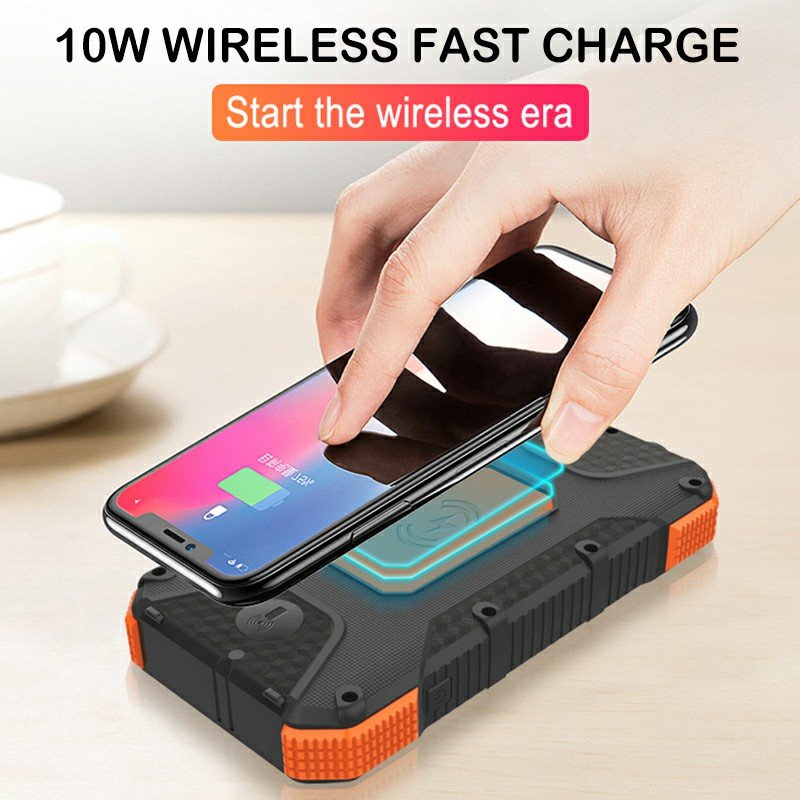 High Capacity Portable Solar Power Bank 20000mAh Outdoor LED Light PD18W Fast Charging Wireless Solar Charger Solar Power Bank