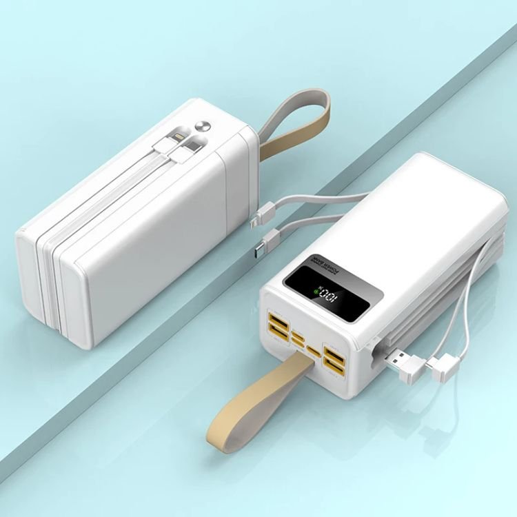 Big Capacity Fast Charger 20w Power Bank 100000mah 80000mah Portable Charger Shared Power Bank With Built In Cable