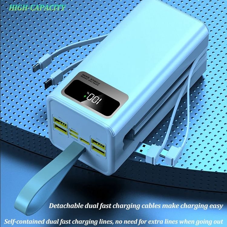 Big Capacity Fast Charger 20w Power Bank 100000mah 80000mah Portable Charger Shared Power Bank With Built In Cable