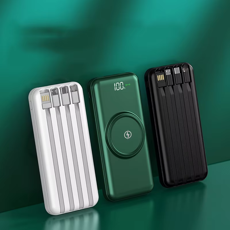 Built in Cable Fast Quick Charge 20000Mah Power Banks Mobile Phone Portable Powerbank 10000Mah Charger Wireless Power Bank