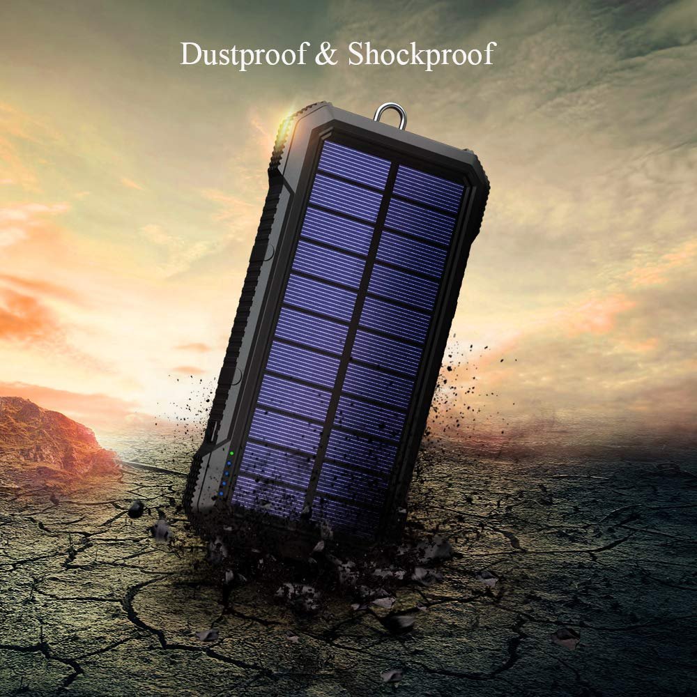 rugged outdoor carabiner emergency Camping Hiking LED Flashlight waterproof PD fast Wireless charger 20000mAH solar power bank