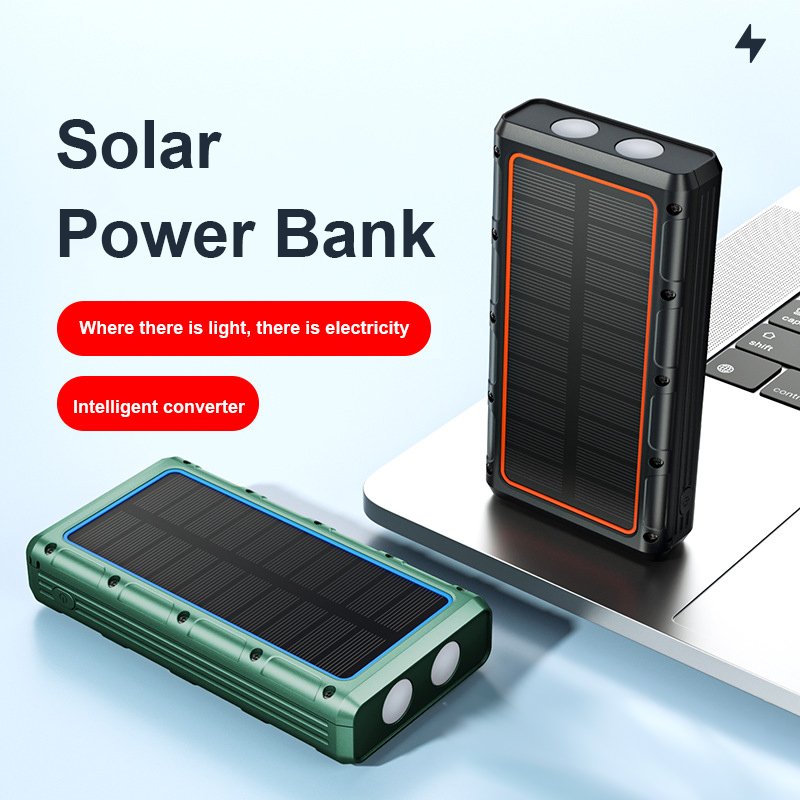 Wireless Power Bank 10000 Mah High Capacity 10w Mobile Phone Solar PowerBank with Led Flashlight Outdoor Emergency