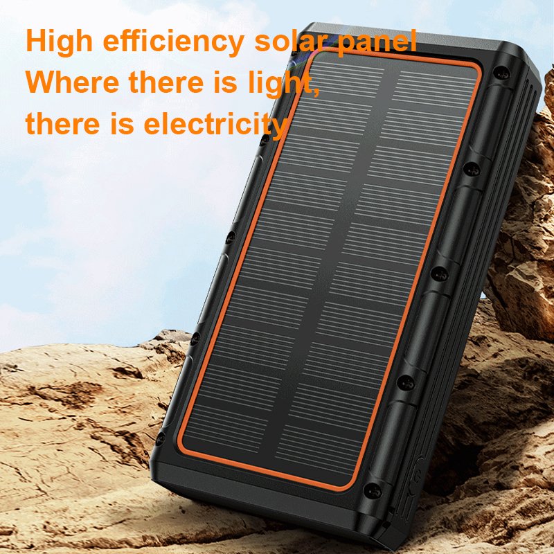 Wireless Power Bank 10000 Mah High Capacity 10w Mobile Phone Solar PowerBank with Led Flashlight Outdoor Emergency