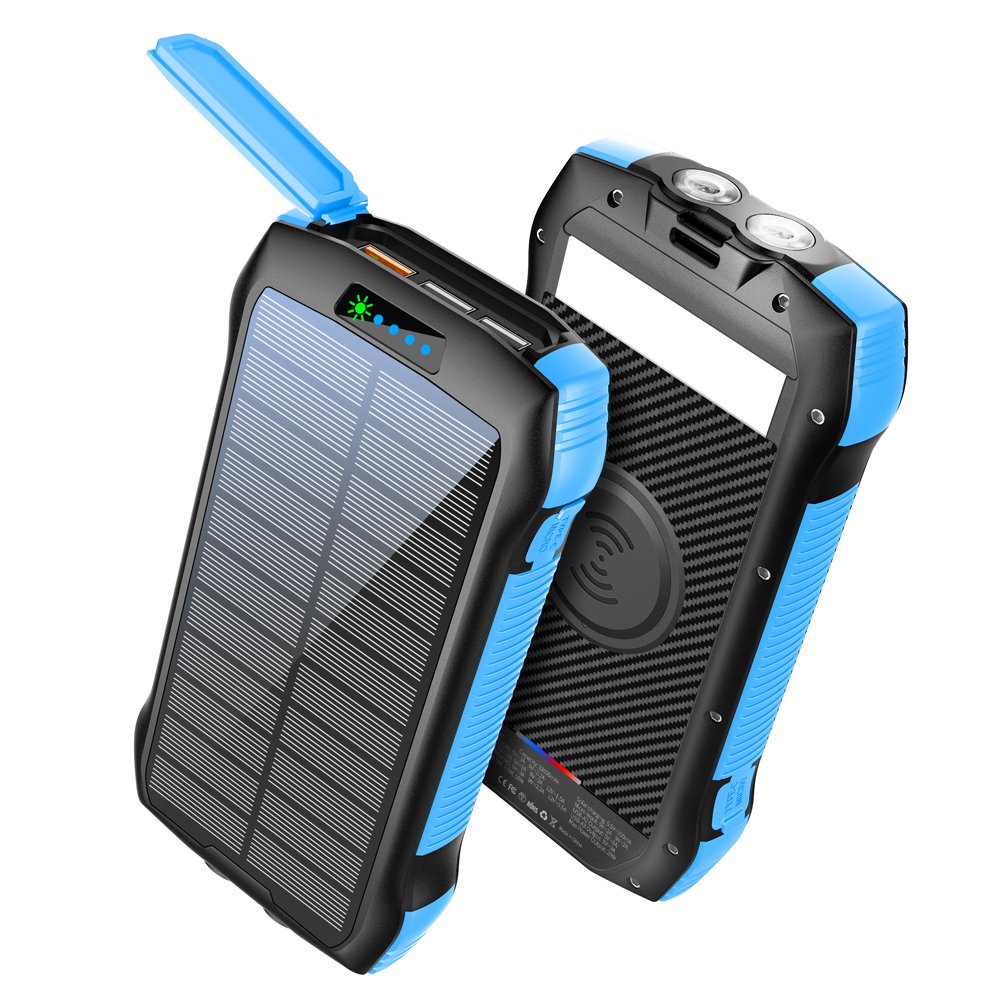 Free Sample Products 2024 Outdoor Waterproof Wireless Fast Charging OEM Logo Custom 26000mAh Large Capacity Solar Power Bank