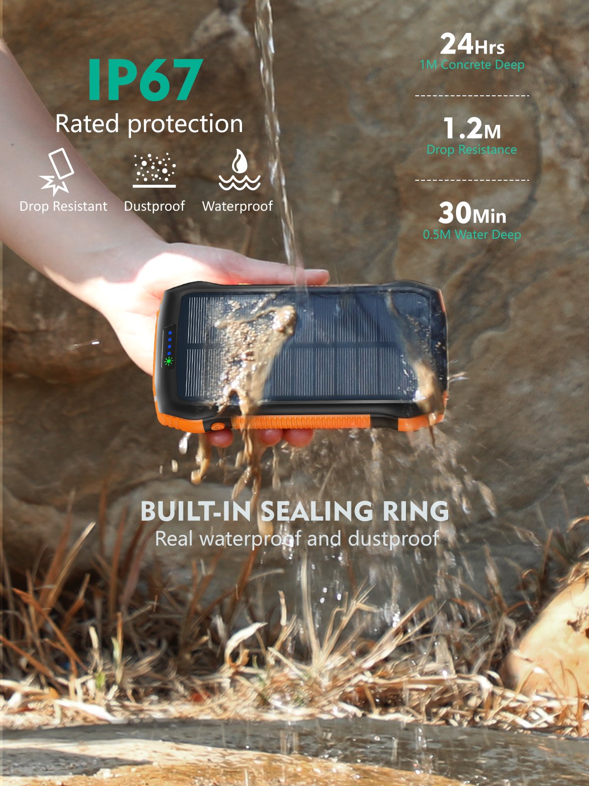 Free Sample Products 2024 Outdoor Waterproof Wireless Fast Charging OEM Logo Custom 26000mAh Large Capacity Solar Power Bank