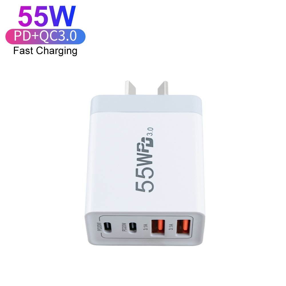 AU Plug 55W Type C Multi Port Super Fast Charging Power Charger Adapter For Mobile Phone 20W PD Portable Charger