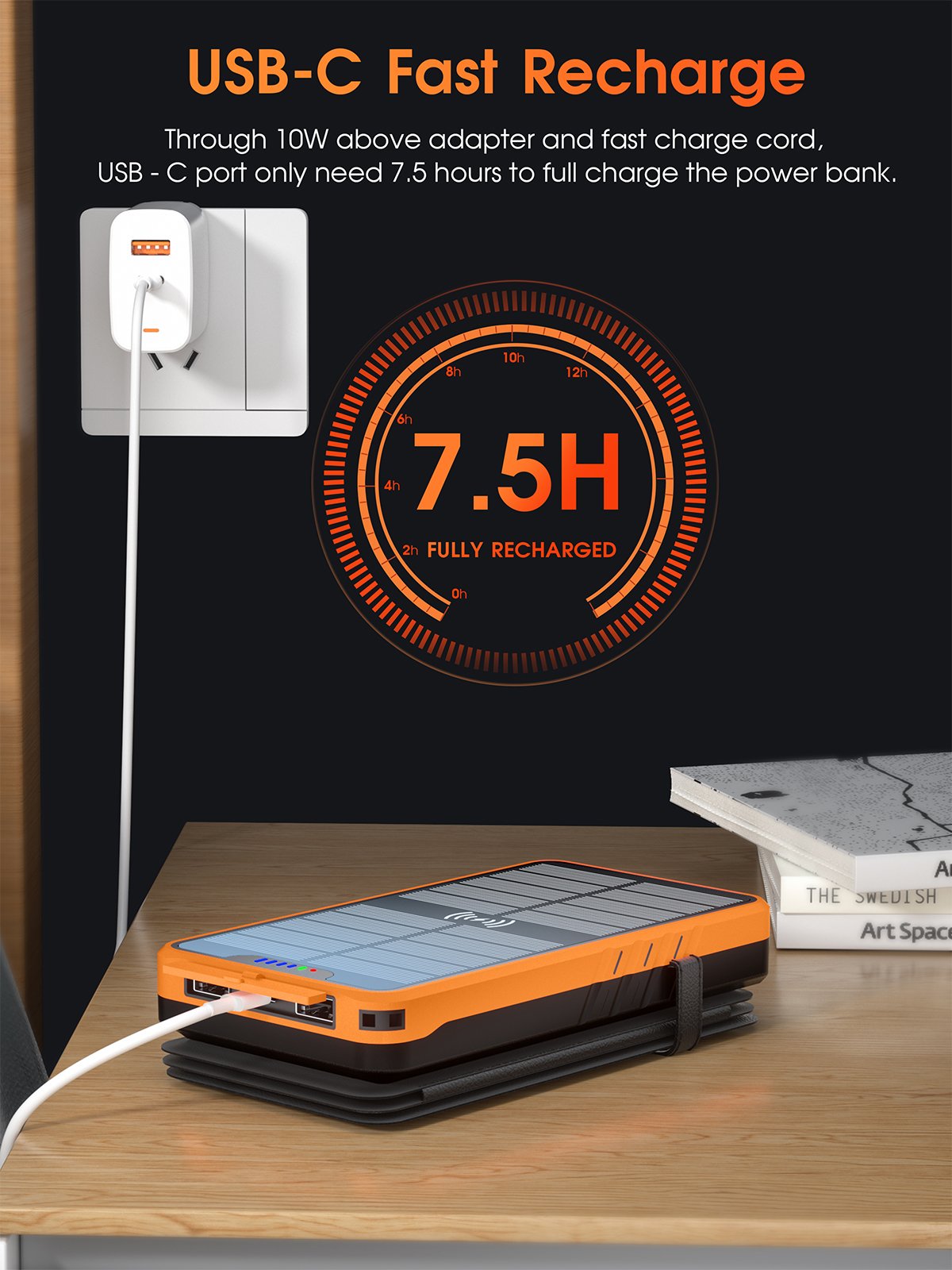 Best Selling Products 2024 26800mAh Large Capacity Outdoor Portable With LED Light Folding Wireless Charging Solar Power Bank