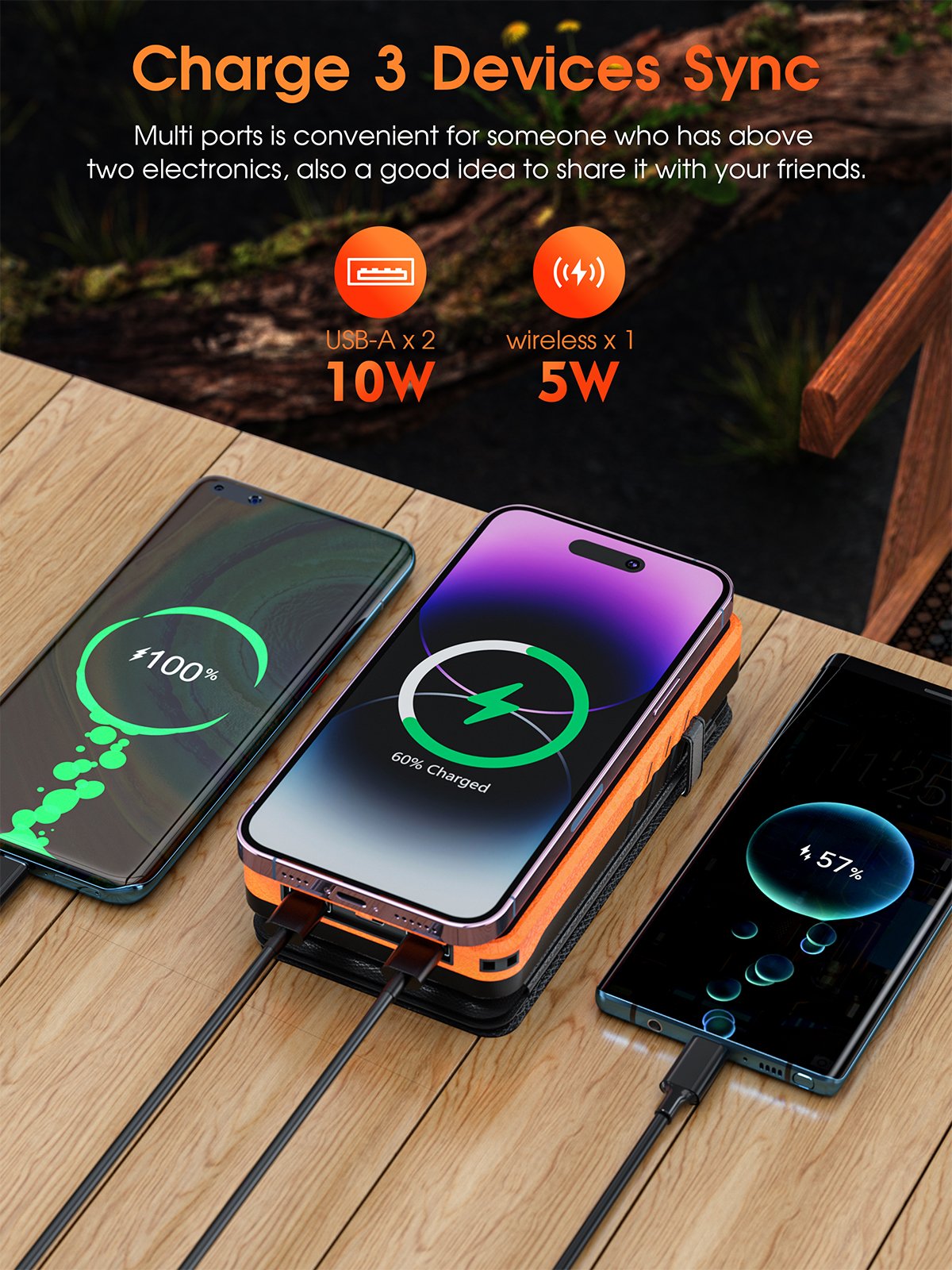 Best Selling Products 2024 26800mAh Large Capacity Outdoor Portable With LED Light Folding Wireless Charging Solar Power Bank