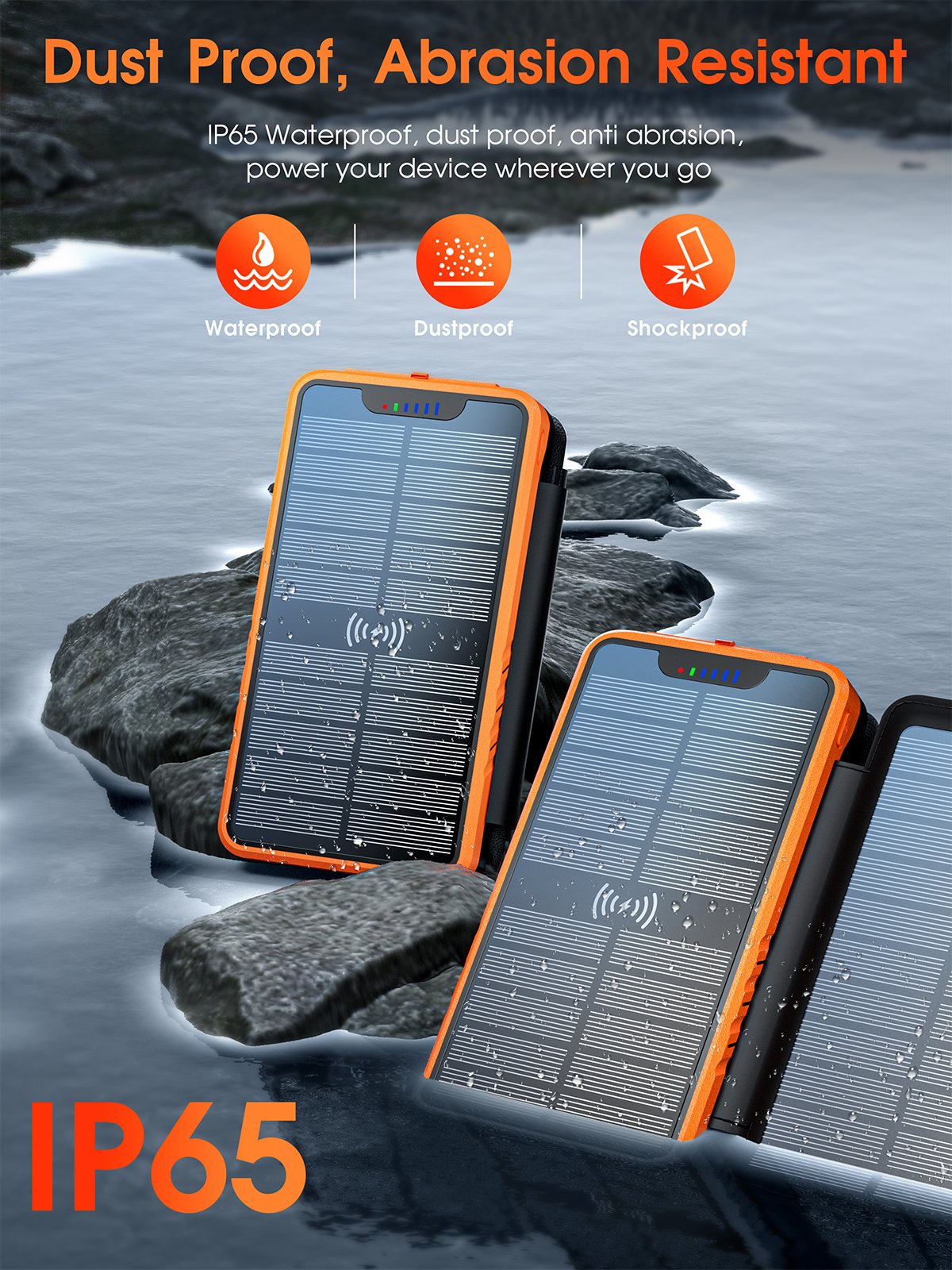 Best Selling Products 2024 26800mAh Large Capacity Outdoor Portable With LED Light Folding Wireless Charging Solar Power Bank