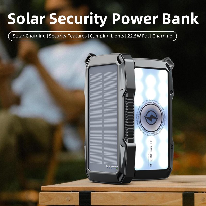 Portable Solar LED Camping Light 10000mAh Charger with Sensitive Motion Sensor Ideal for Camping BBQ and Parties
