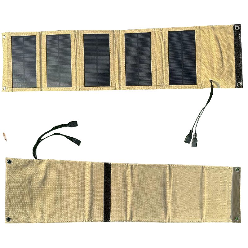 2USB Portable Waterproof Plate Solar Folding Panel For Cell Phone Power Bank Battery Charger Outdoor Tourism Fishing Khaki