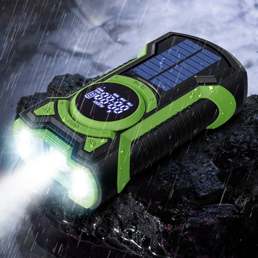 Outdoor Flashlight Generator Solar Charging Emergency Disaster Prevention Radio Multi-functional Waterproof Power Bank
