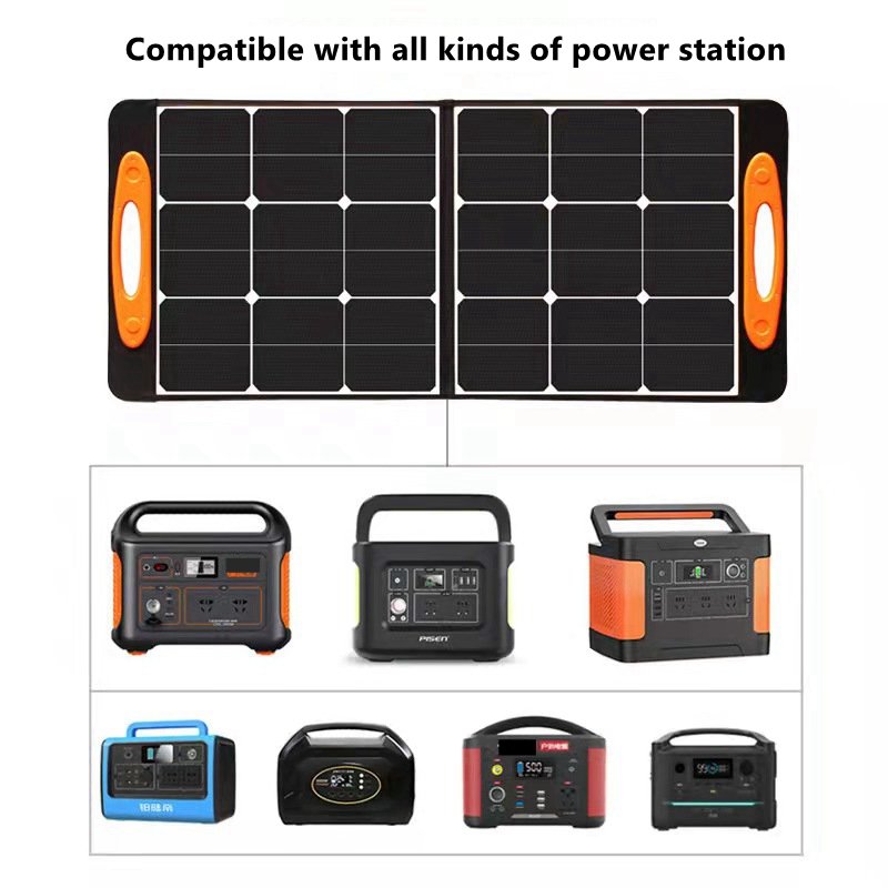 SolarSaga 100W Solar Cell Charger with USB Outputs Portable Foldable Solar Panel for 240/300/500/1000/1500w Power Station Phone