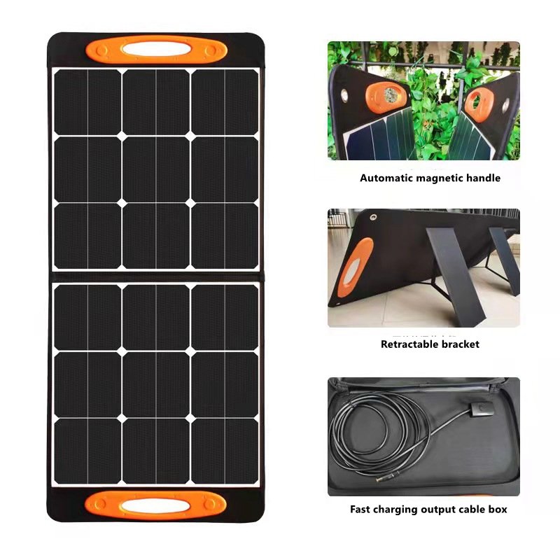SolarSaga 100W Solar Cell Charger with USB Outputs Portable Foldable Solar Panel for 240/300/500/1000/1500w Power Station Phone