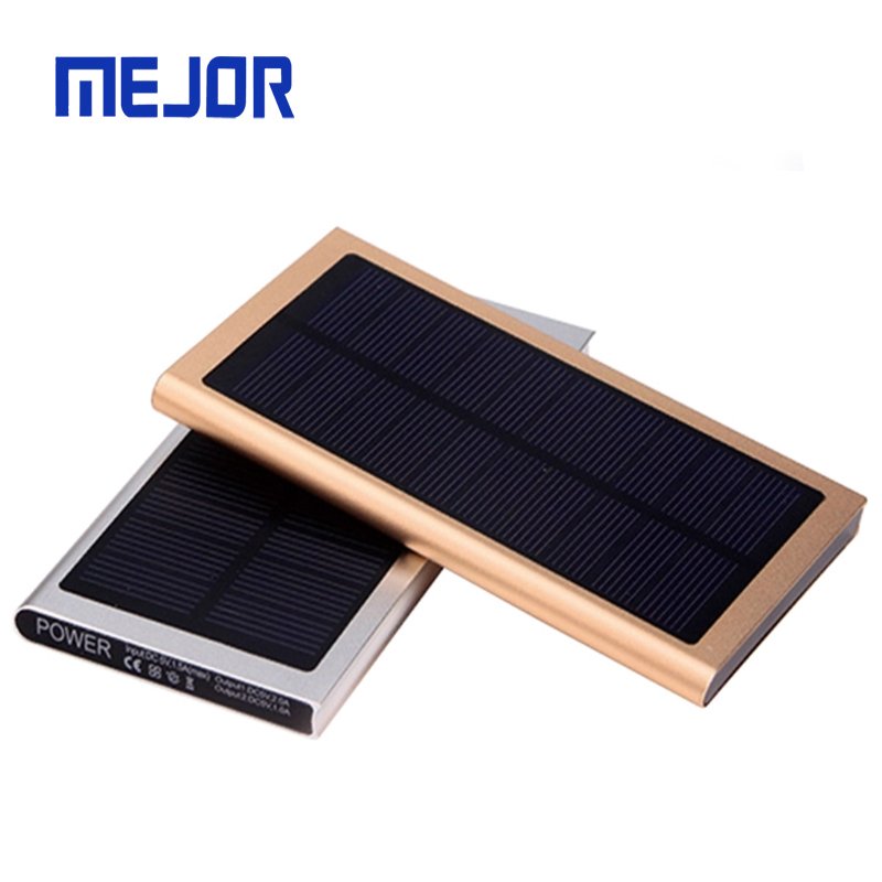 Solaire metal powerbank 10000mah phone charger 2A portable mobile slim 20000mah solar Power Bank