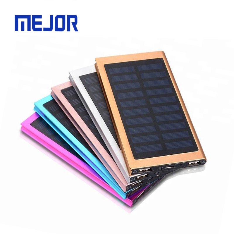 Solaire metal powerbank 10000mah phone charger 2A portable mobile slim 20000mah solar Power Bank