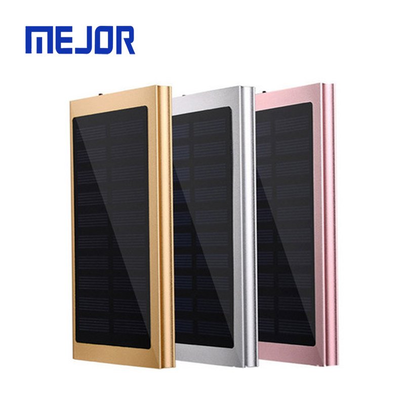Solaire metal powerbank 10000mah phone charger 2A portable mobile slim 20000mah solar Power Bank