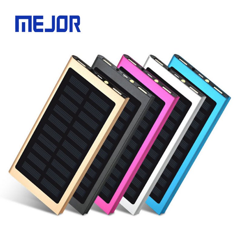 Solaire metal powerbank 10000mah phone charger 2A portable mobile slim 20000mah solar Power Bank