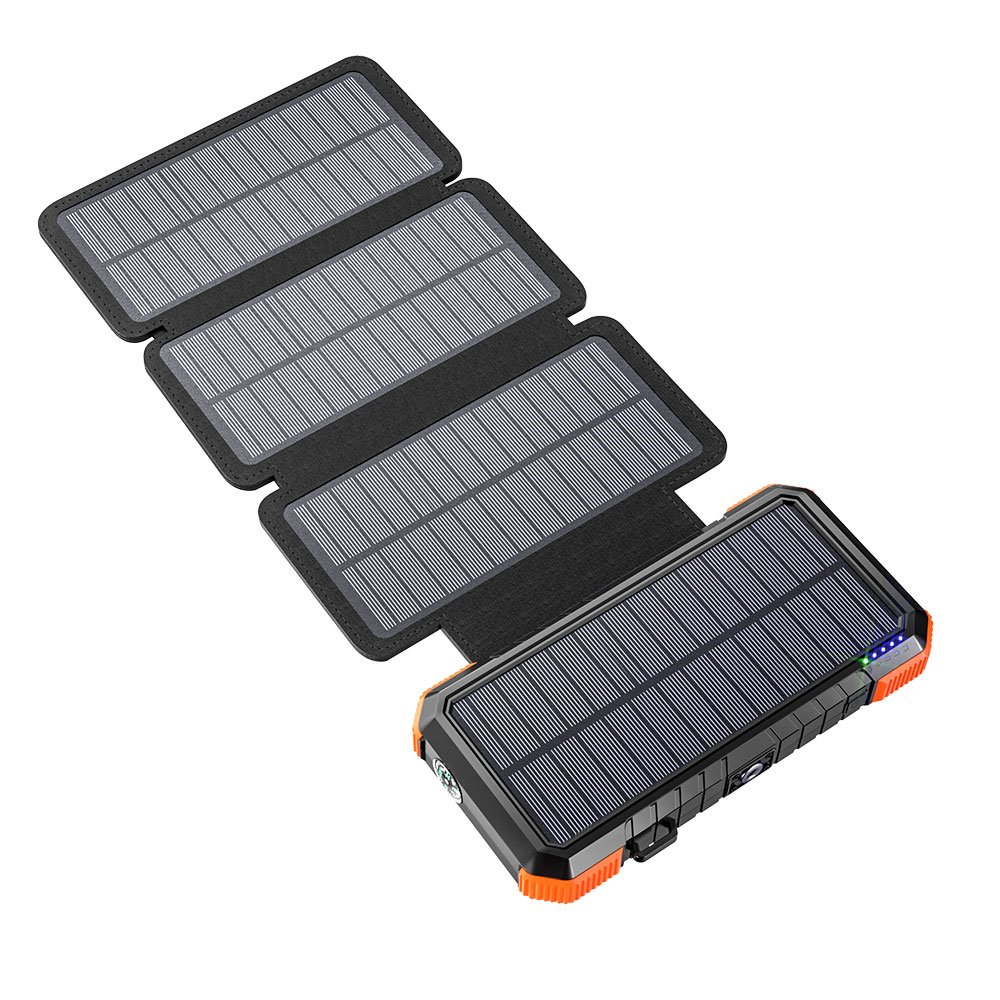 Rugged outdoor Hiking Camping Compass LED Camping flashlight foldable PD QC fast charge 20000mAH solar power bank