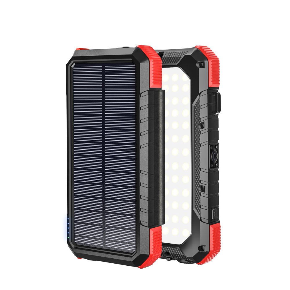 Rugged outdoor Hiking Camping Compass LED Camping flashlight foldable PD QC fast charge 20000mAH solar power bank