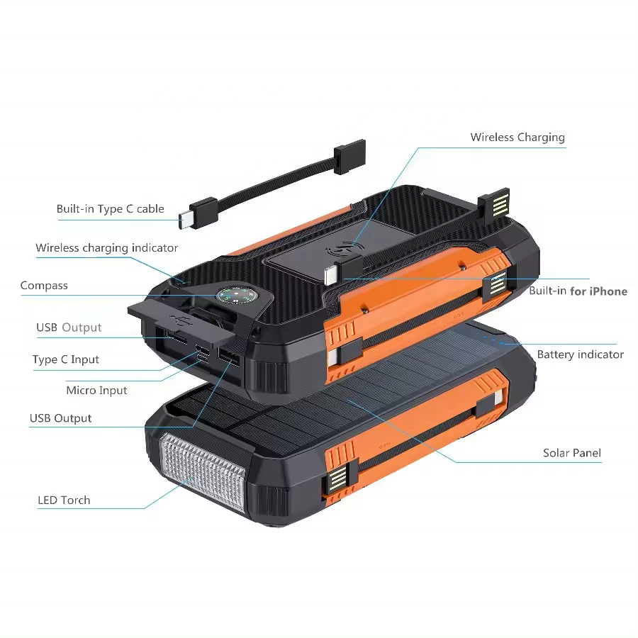 36000mah power bank solar power banks wireless 50000mah