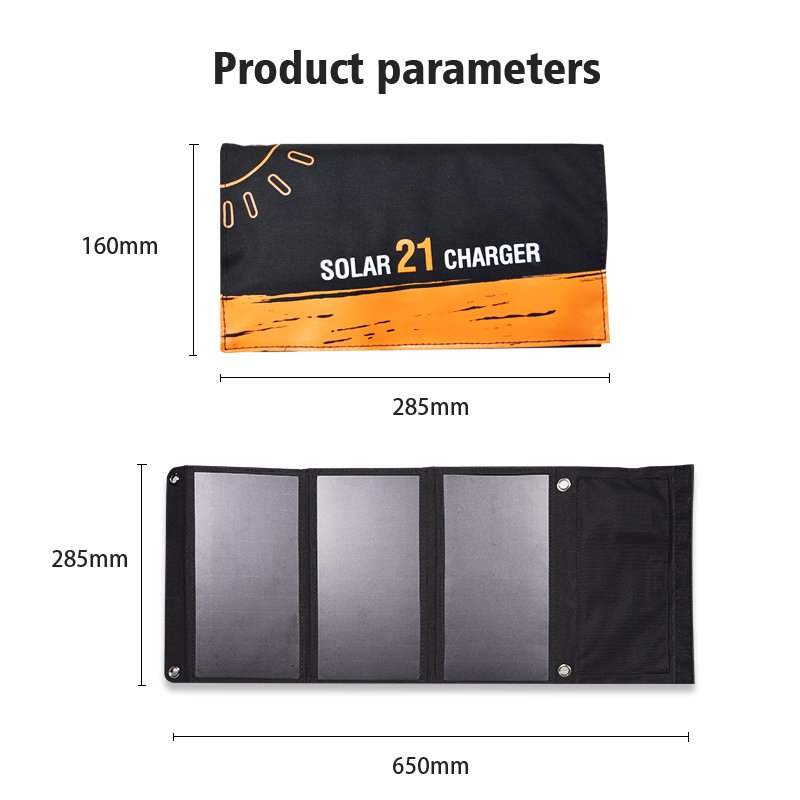 Waterproof Portable Foldable 21W Solar Panel Charger with 2 USB Port for Hiking Camping Outdoor