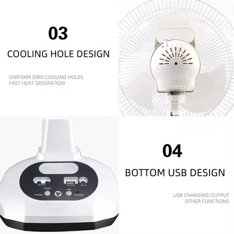 Hot Selling Solar Charging Table Rechargeable Fan With Power Bank Function Portable And solar Electric Fan