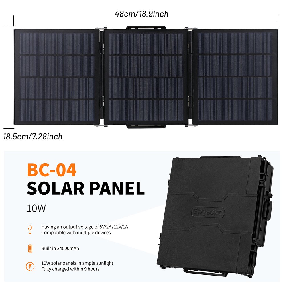 12V 5V Output 10W Folding Polyilicon Solar Panel With Usb Solar Charger Dc5521 Dc4017 For Hiking And Camping