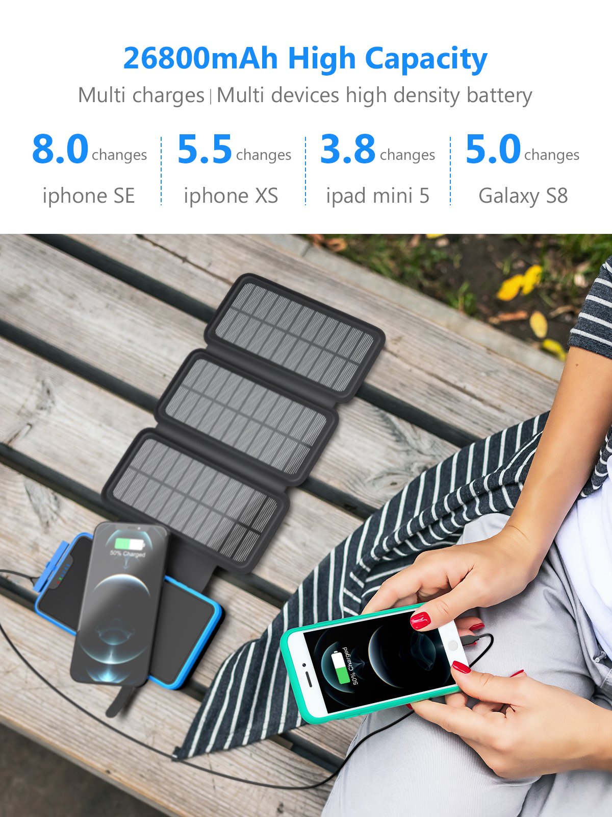 New 2024 Products OEM Logo Large Capacity Wireless Charging Bank Dual USB Outdoor Waterproof Portable Solar Power Bank 20000mAh