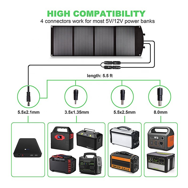 100w 18V Solar Panel as Portable Foldable Solar Charger for Camping Van RV 200W Solar Panel Kit with Solar Power Controller