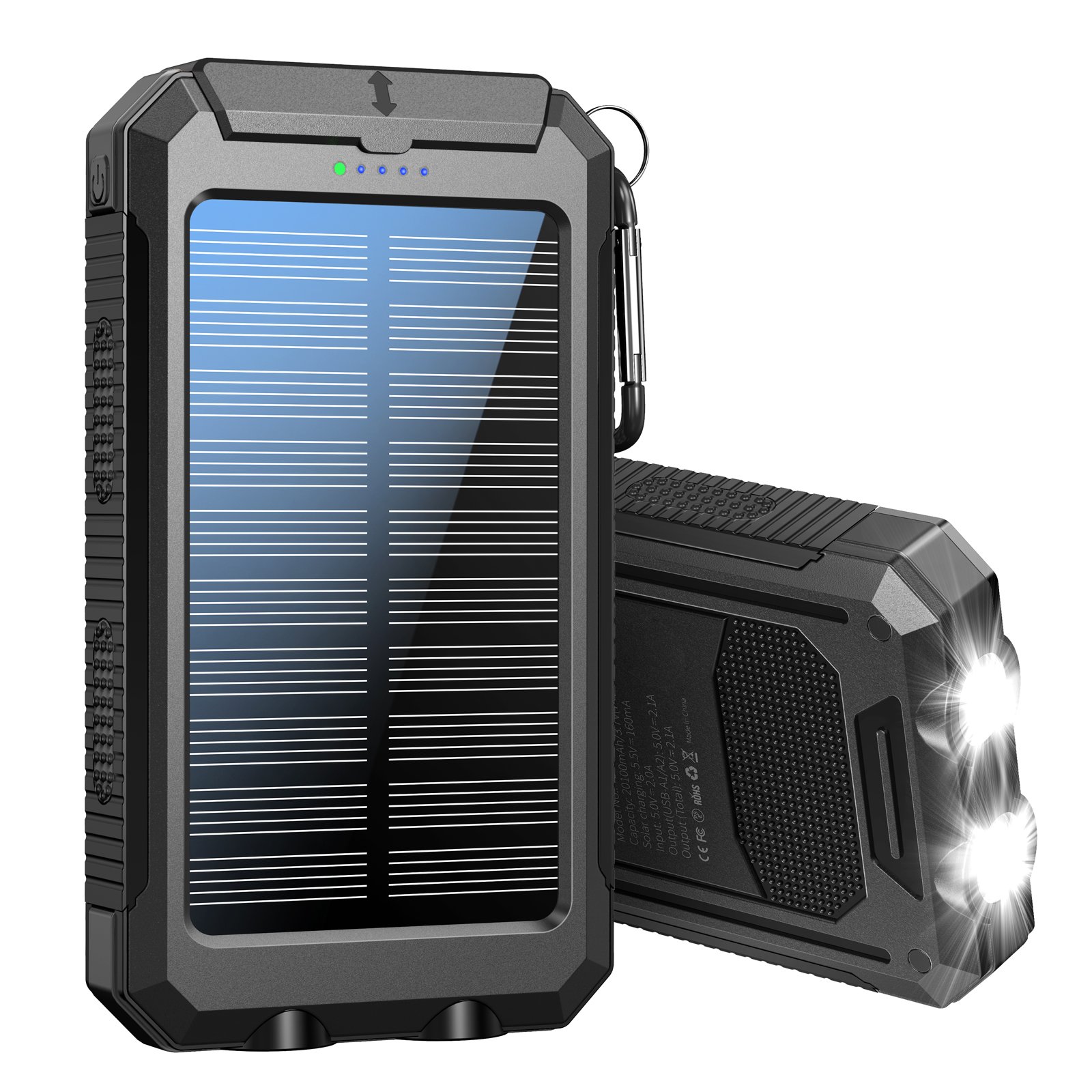New Technology Products 2024 USB Charger 20100mAh LED Flashlight Waterproof Compass Portable 10000mAh Ultra Thin Solar Powerbank