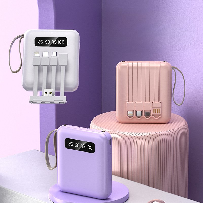 Creative Gift 20000mAh Power Bank With Built-in Cable, Wholesale Portable Charger