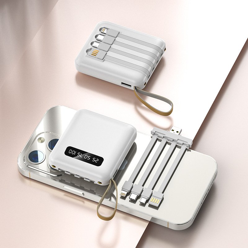 Creative Gift 20000mAh Power Bank With Built-in Cable, Wholesale Portable Charger