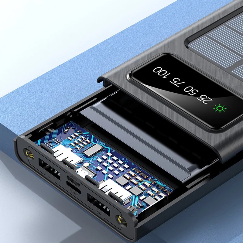 Waterproof Solar Power Bank 20000mah 10000mah Li-polymer Battery Charger Travel Solar Power Bank With Led Flashlight