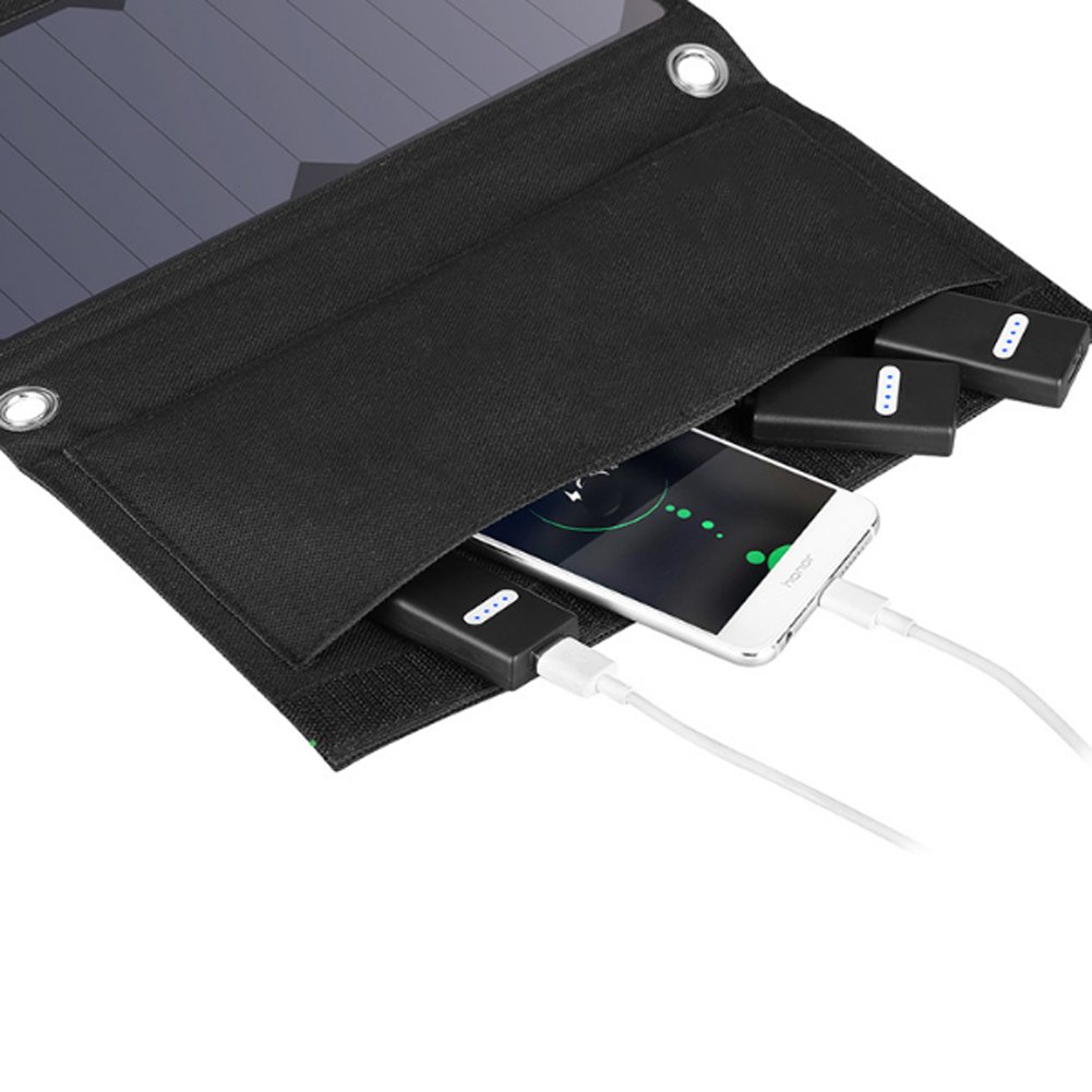 Solar Panels Charger 28W with 3 USB Ports Waterproof Foldable Camping Travel Charger Compatible with cellphones, Tablets