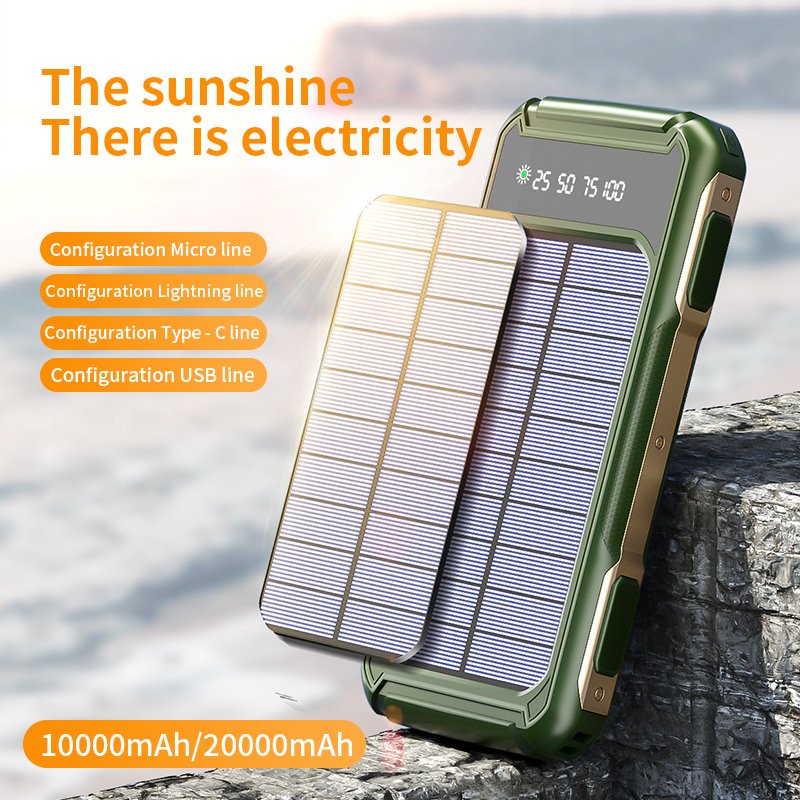 Outdoor portable power bank 10000mah with solar panel charger power bank for camping