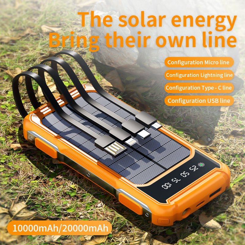 Outdoor portable power bank 10000mah with solar panel charger power bank for camping