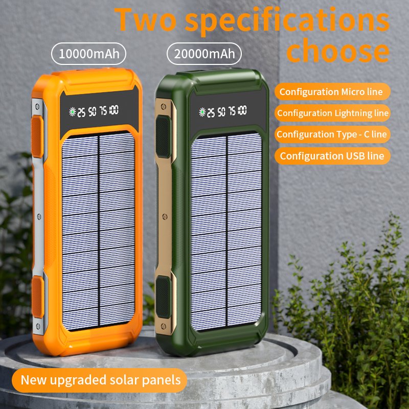 Outdoor portable power bank 10000mah with solar panel charger power bank for camping