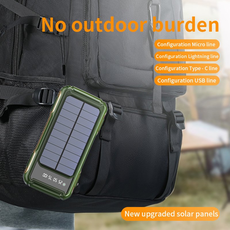 Outdoor portable power bank 10000mah with solar panel charger power bank for camping