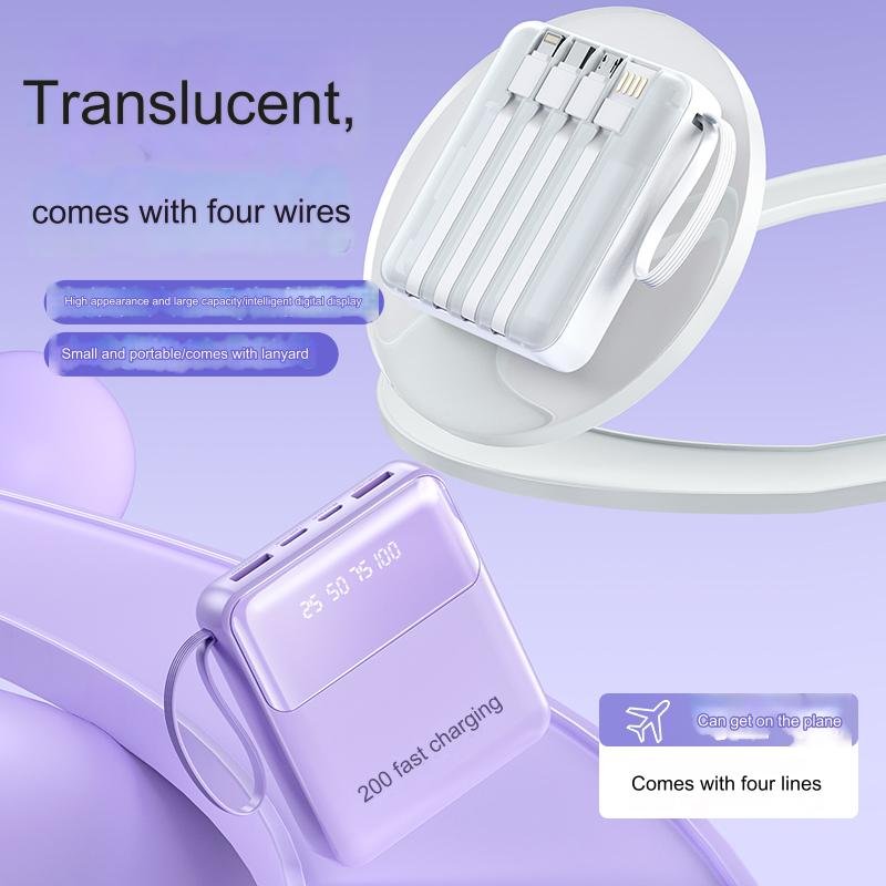 HDL 20000mah power bank Fast Charge Mini Led Light Digital Display Screen Power Banks Portable Charger Power Bank With 4 Cables