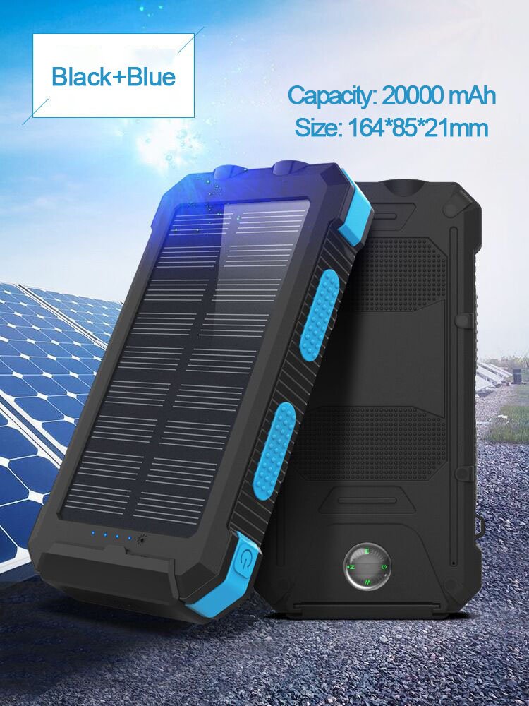 Foldable 20000mAh Fast Charging Portable Solar Power Bank Waterproof and Shockproof for Outdoor Use High Capacity