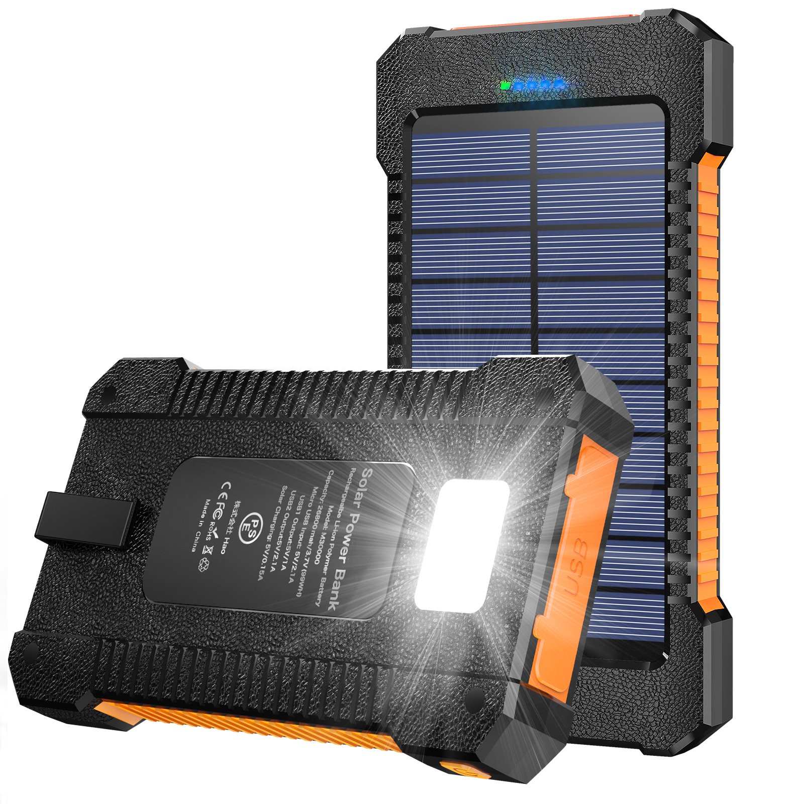2024 Hot selling portable 10000mAh Solar Power Bank 2 USB Waterproof External Battery Charger
