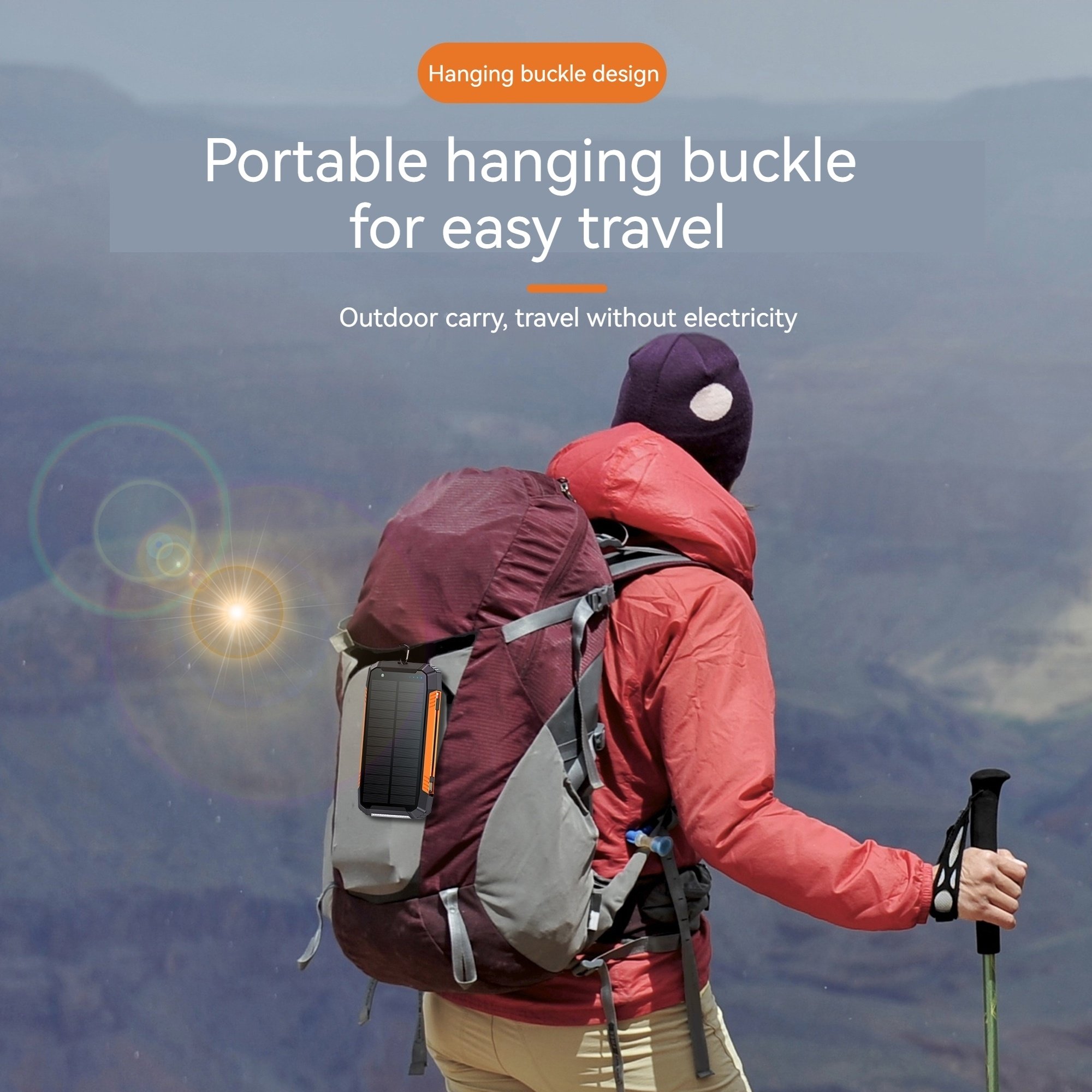 30000mAh Large Capacity led light portable solar power bank dual usb TYPE-C 3 Output solar charger mobile power bank