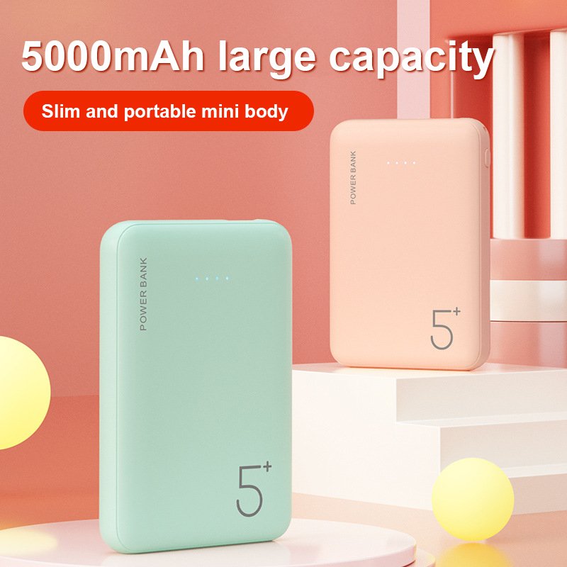Custom Logo Portable Power Bank Charger 5000mah Fast Charging with LI-Polymer Battery for Mobile Phone Small Size
