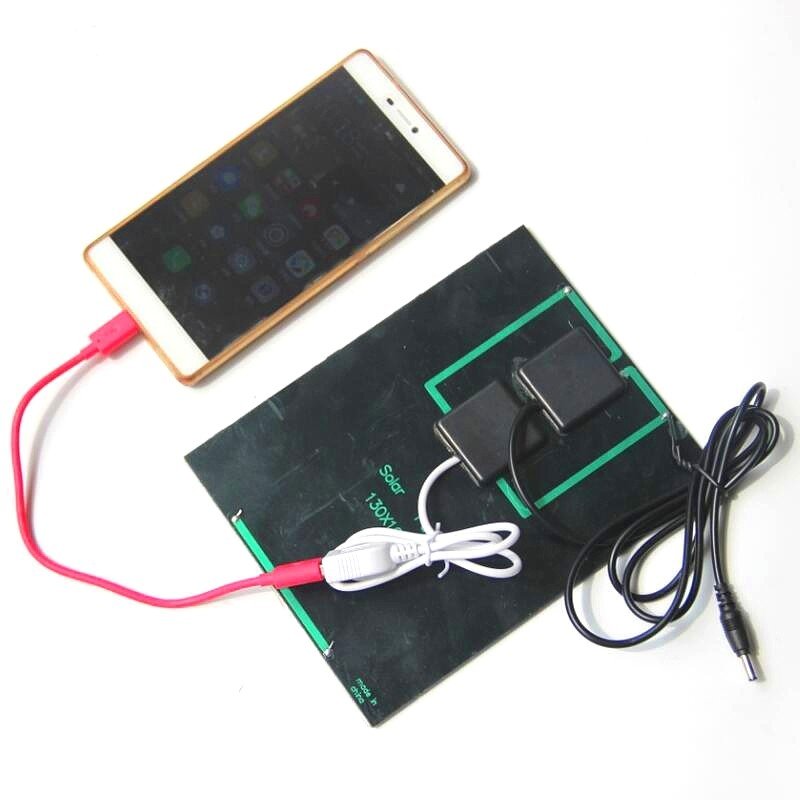 BUHESHUI New 3.5W 5V Solar Panel With DC 3.5MM Base For 18650 Rechargeable Battery+USB Output For Mobile Power Bank