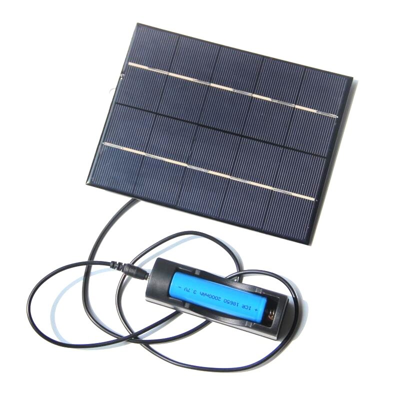 BUHESHUI New 3.5W 5V Solar Panel With DC 3.5MM Base For 18650 Rechargeable Battery+USB Output For Mobile Power Bank